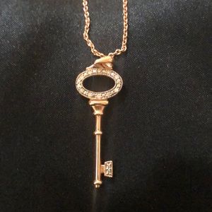 Pendant ONLY-Diamond key pendant 10K Rose Gold